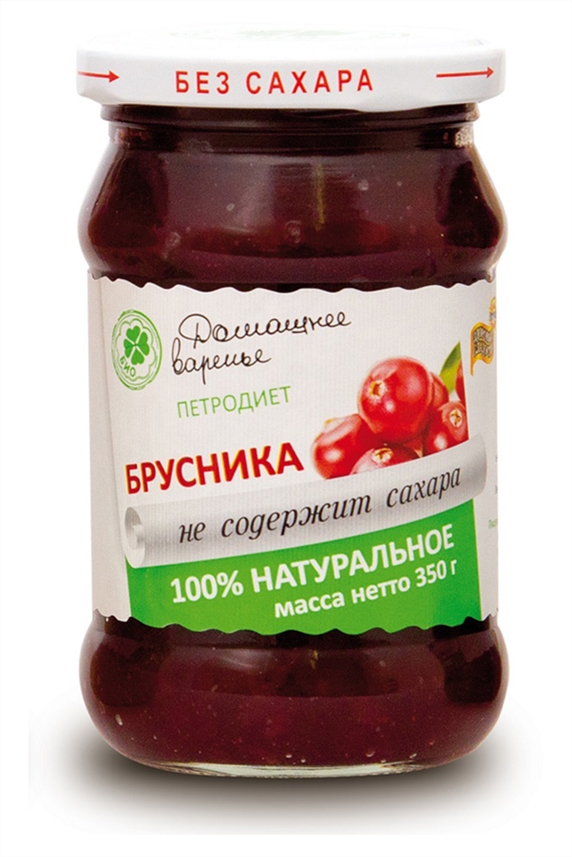 Варенье Петродиет брусничное на фруктозе 350г стеклянная банка