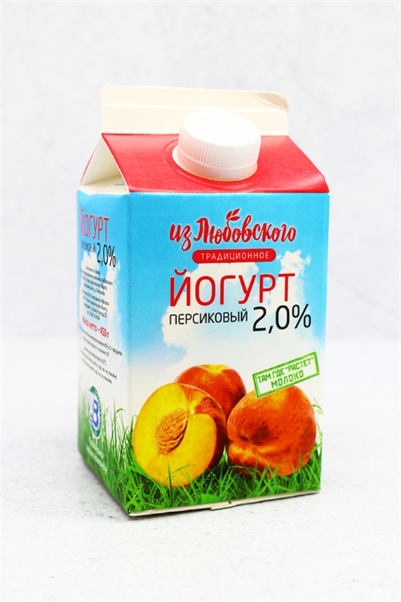 Йогурт Из Любовского Персик 2% т/п 450г