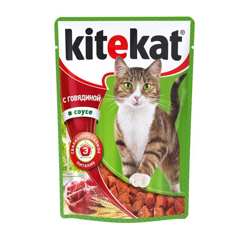 Корм Китикет для кошек говядина соус пауч 85г