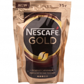 Кофе Нескафе Голд натуральный растворимый с добавлением натурального молотого м/у 75г