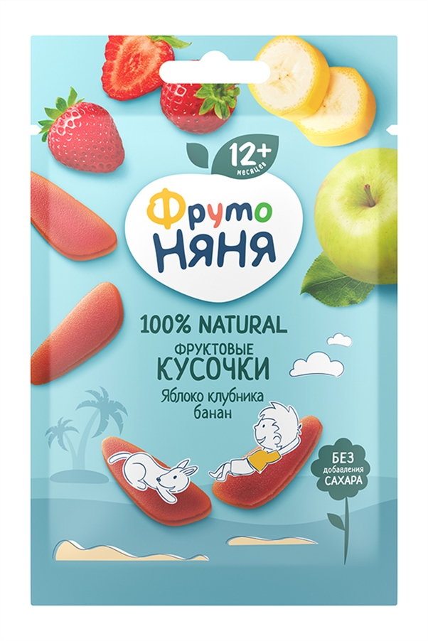 Фруктовые кусочки ФрутоНяня яблоко клубника банан 15г