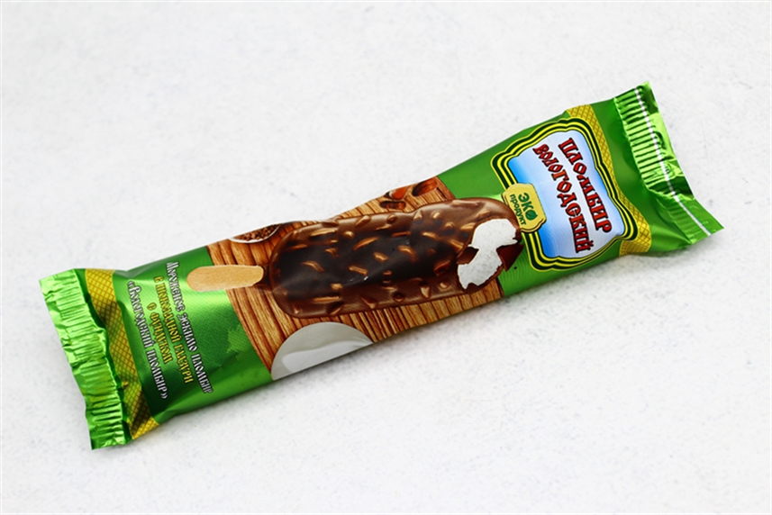 Мороженое Вологодский пломбир эскимо в шоколадной глазури фундук 75г