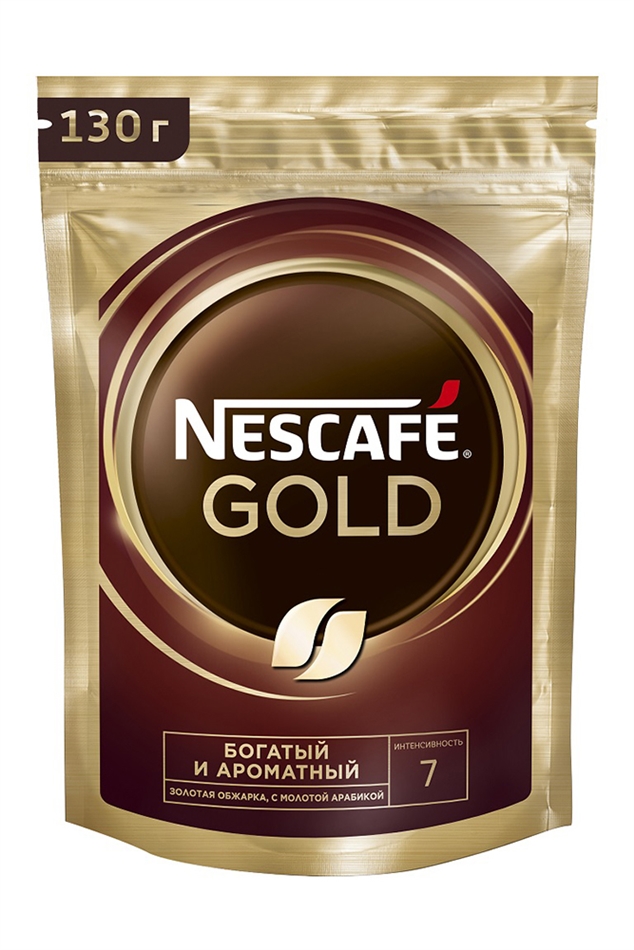 Кофе Нескафе Голд натуральный растворимый с добавлением натурального молотого м/у 130г