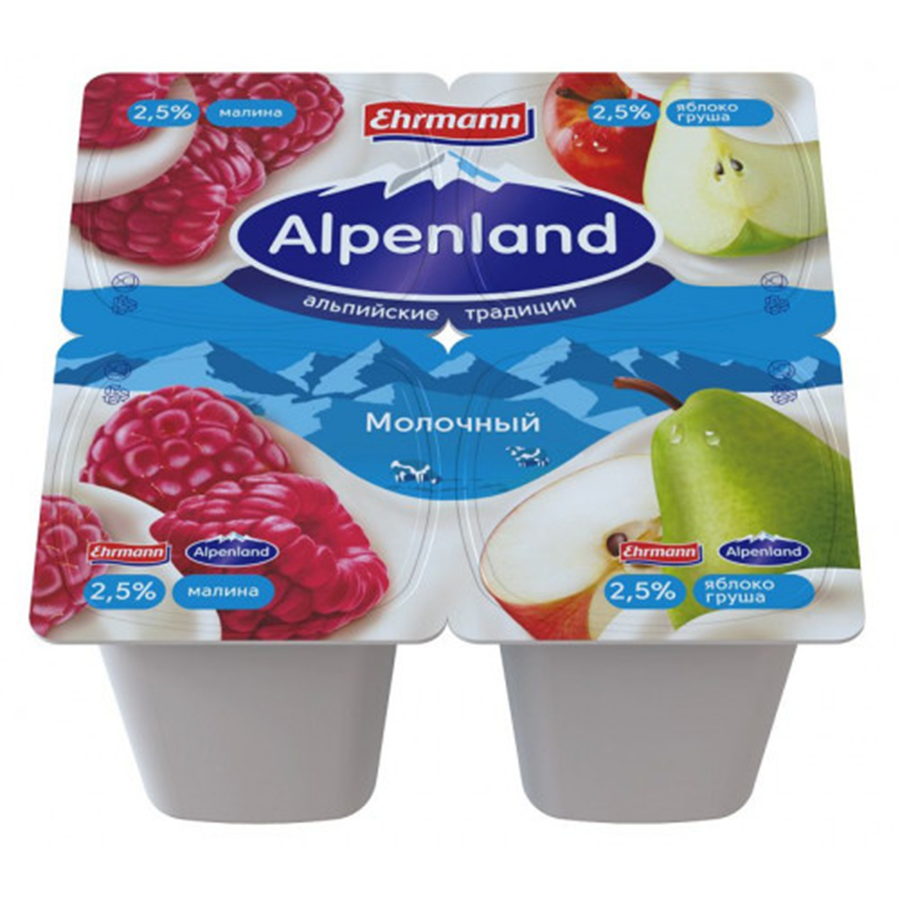 Йогуртный продукт Альпенленд молочный Малина Яблоко Груша 2,5% 95г