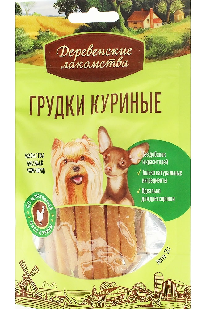 Грудки куриные Деревенские лакомства для мини-пород 55г