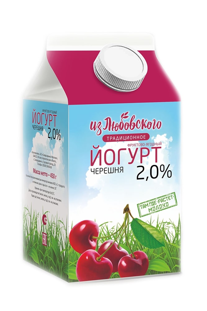 Йогурт Из Любовского черешня 2% т/п 450г