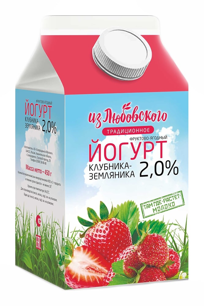 Йогурт Из Любовского Клубника Земляника 2% т/п  450г