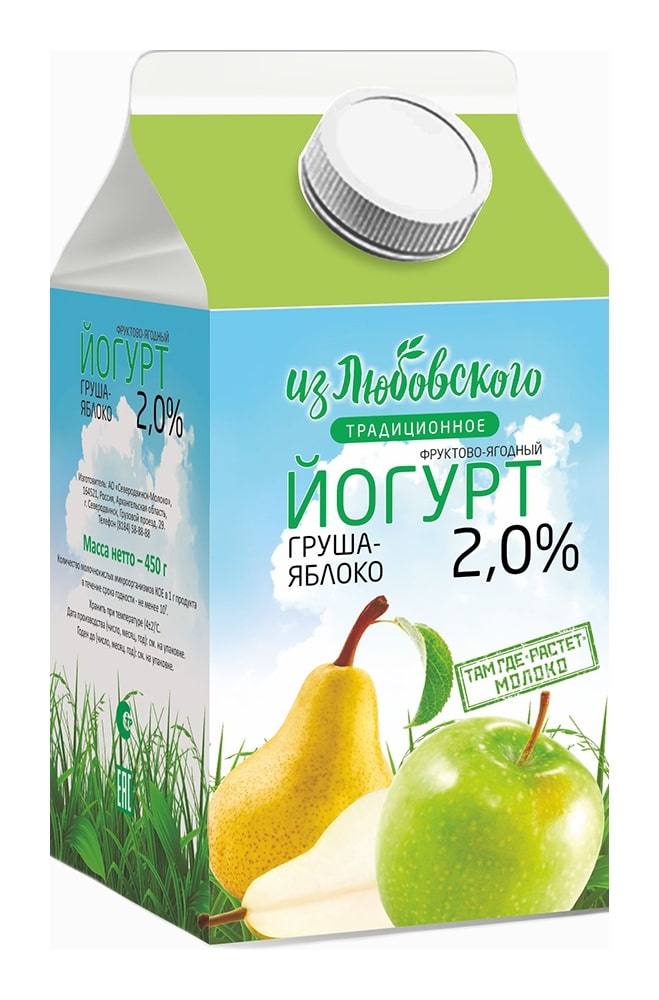 Йогурт Из Любовского Груша Яблоко 2,0% т/п 450г