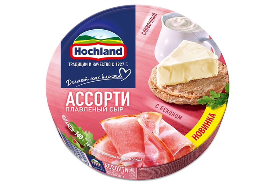 Сыр плавленный Хохланд ассорти красное круг 140г