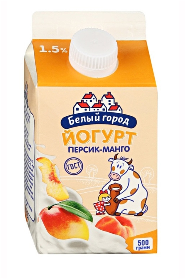 Йогурт питьевой Белый Город персик/манго 500мл