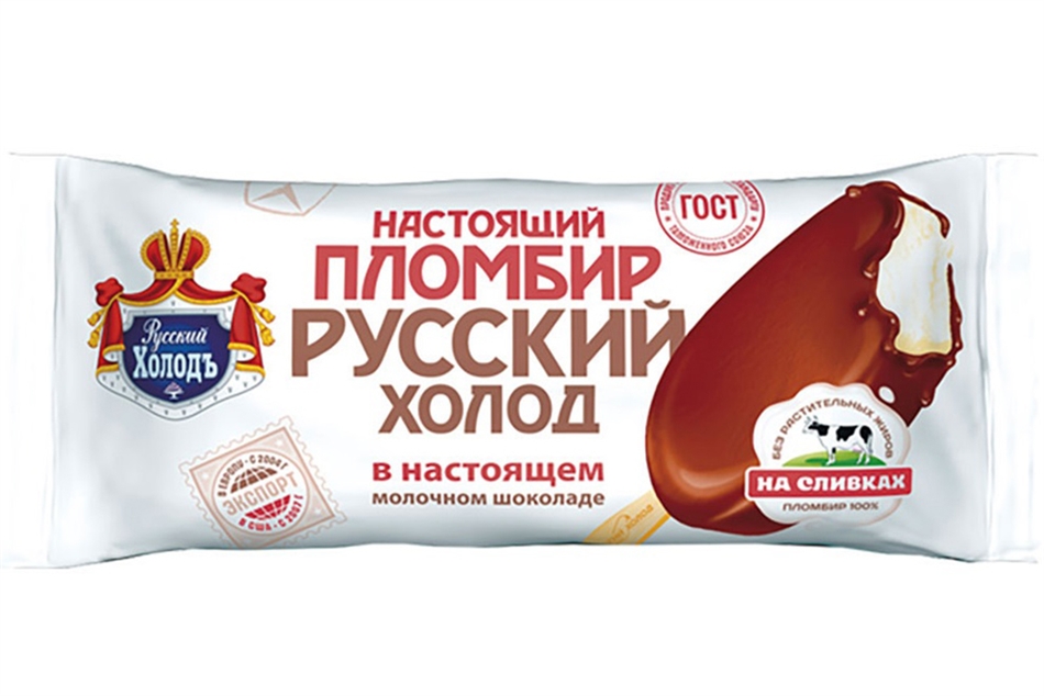 Мороженое Русский Холод пломбир ванильный молочный шоколад эскимо 80г