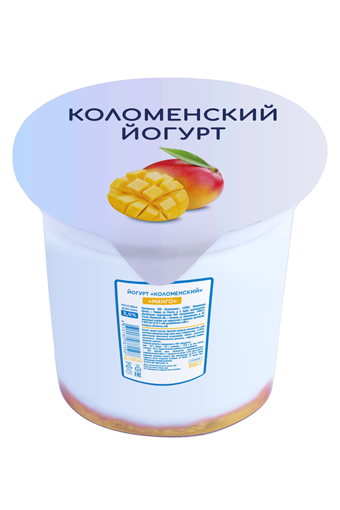 Йогурт Коломенский термостатный Манго 3% 300г