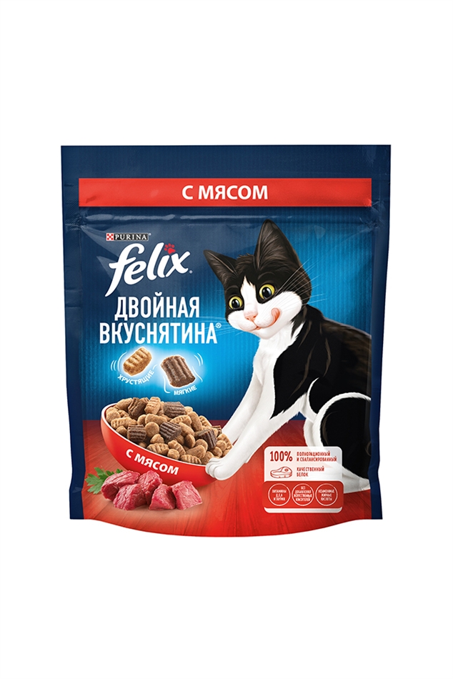 Корм Феликс для кошек Двойная вкуснятина с мясом 200г