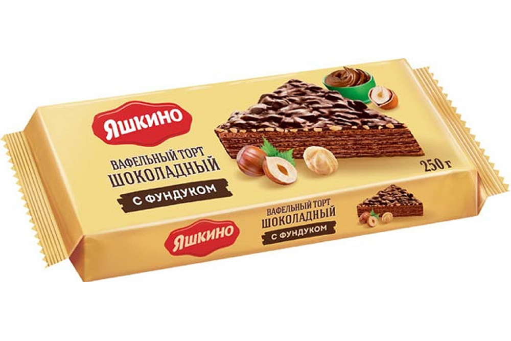 Торт  Яшкино вафельный глазированный шоколад с фундуком 250г