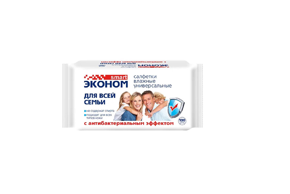 Салфетки влажные Эконом Смарт антибактериальные 100шт