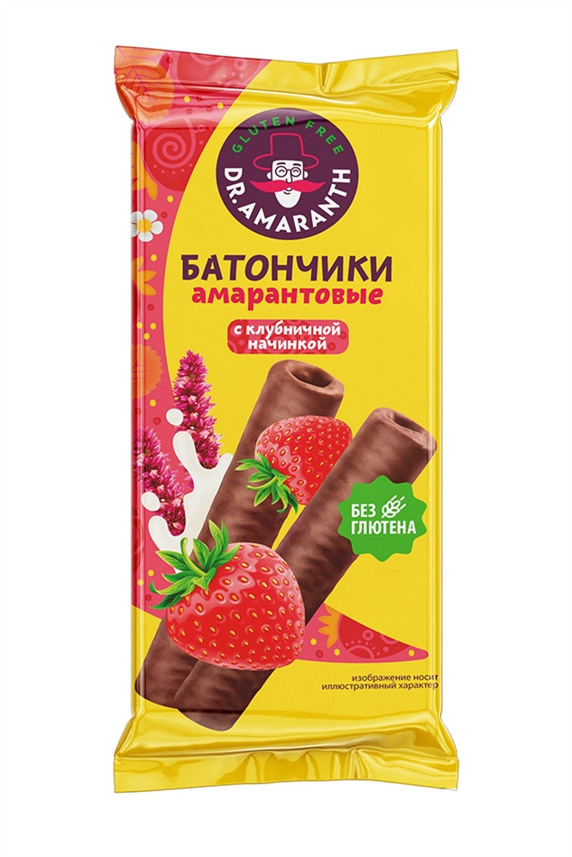 Батончики Др Амарант амарантовые с клубничной нач в глазури 19г