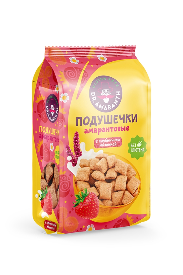 Подушечки Др Амарант амарантовые со вкусом клубники 100г