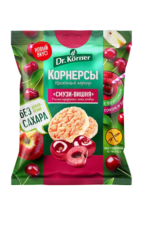Хлебцы Др Кернер Рисово-кукурузные Смузи-Вишня 40г