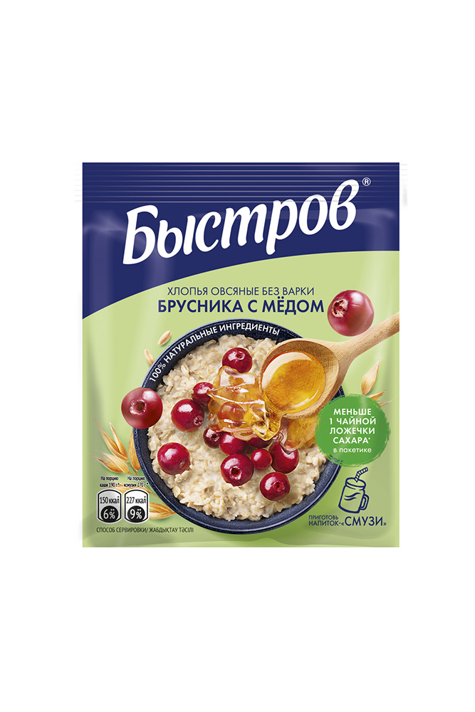 Каша всяная Быстров Брусника Мед 40г