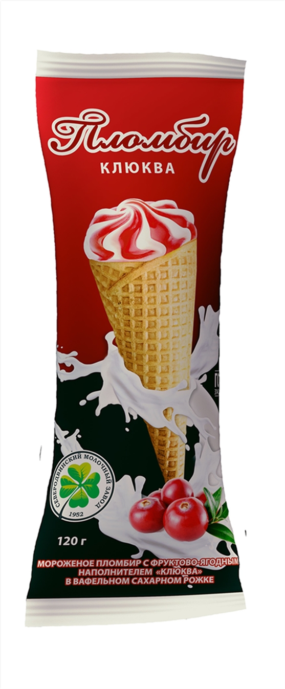 Мороженое пломбир/клюква рожок 120г Северодвинск