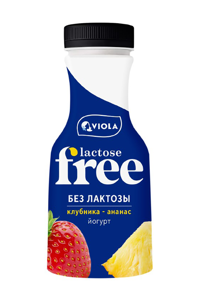 Йогурт питьевой Виола безлактозный клубника/ананас 1,1% 270г