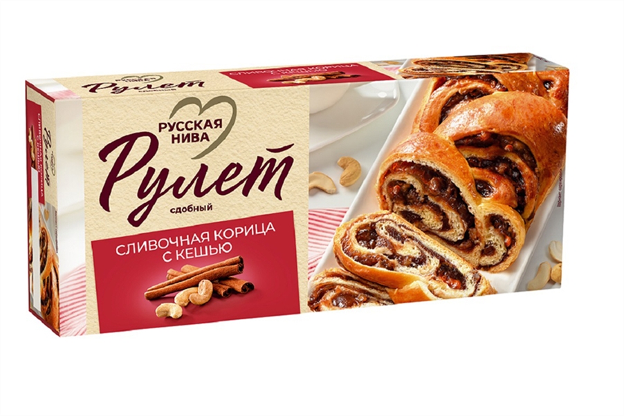 Рулет Русская Нива сдобный Сливочная корица кешью 250г