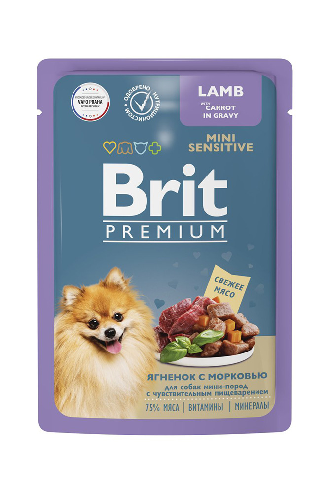 Корм Брит для собак мини пород ягненок с морковью в соусе 85г