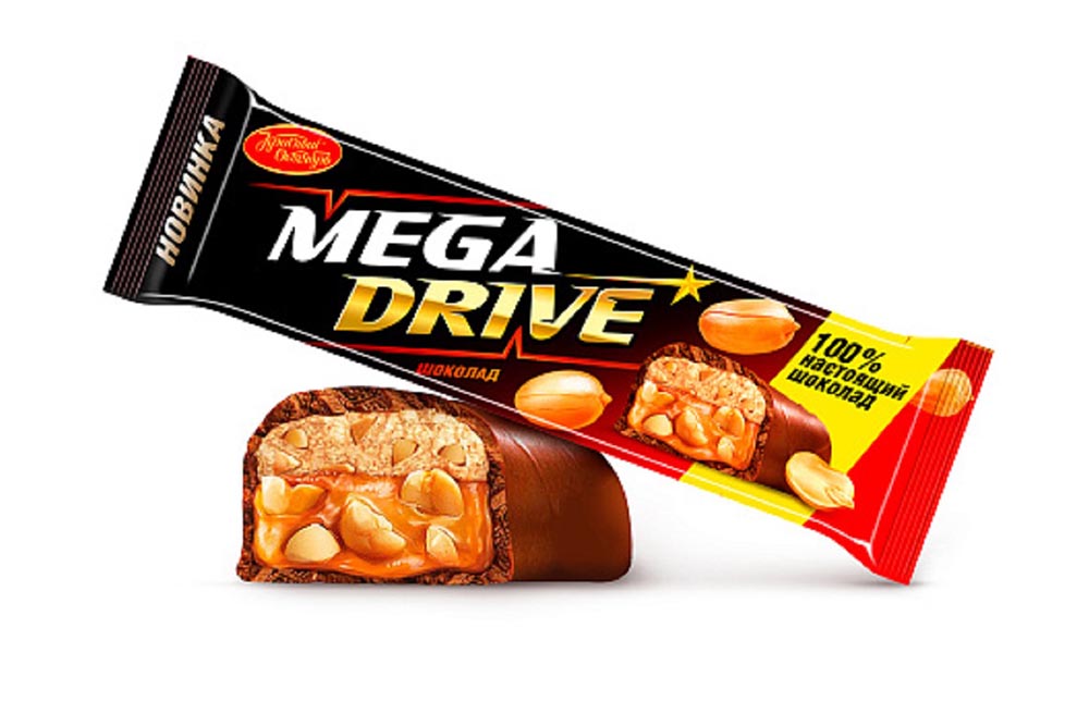 Шоколад Мега драйв молочный с начинкой арахис, нуга и мягкая карамель 47г