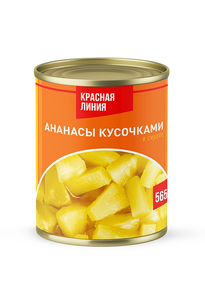 Ананасы Красная Линия кусочки в сиропе 580мл
