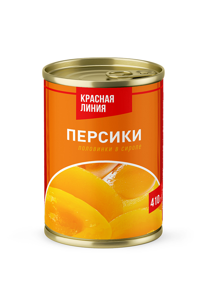 Персики Красная линия половинки очищенные в сиропе 410г железная банка