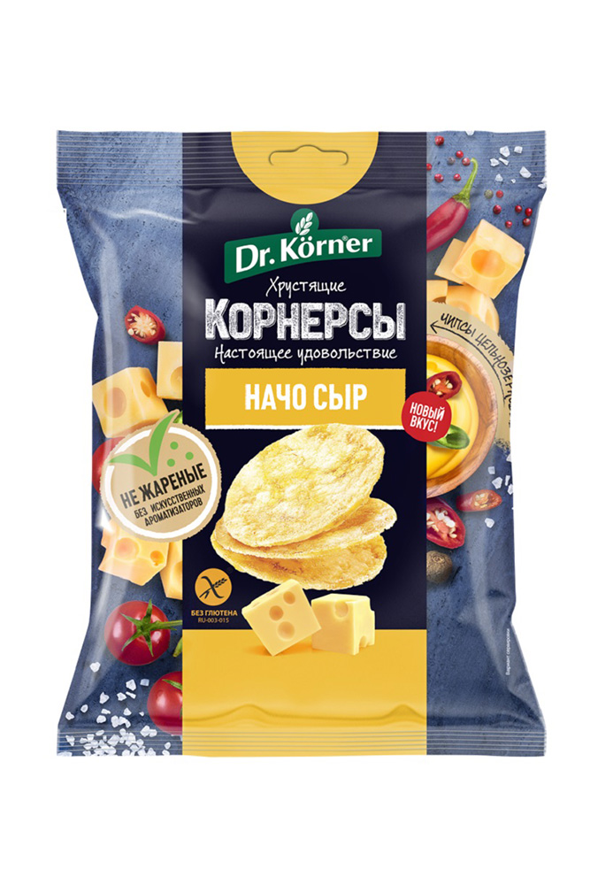 Чипсы Д Кернер цельнозерновые кукурузно-рисовые с сыром начо 50г