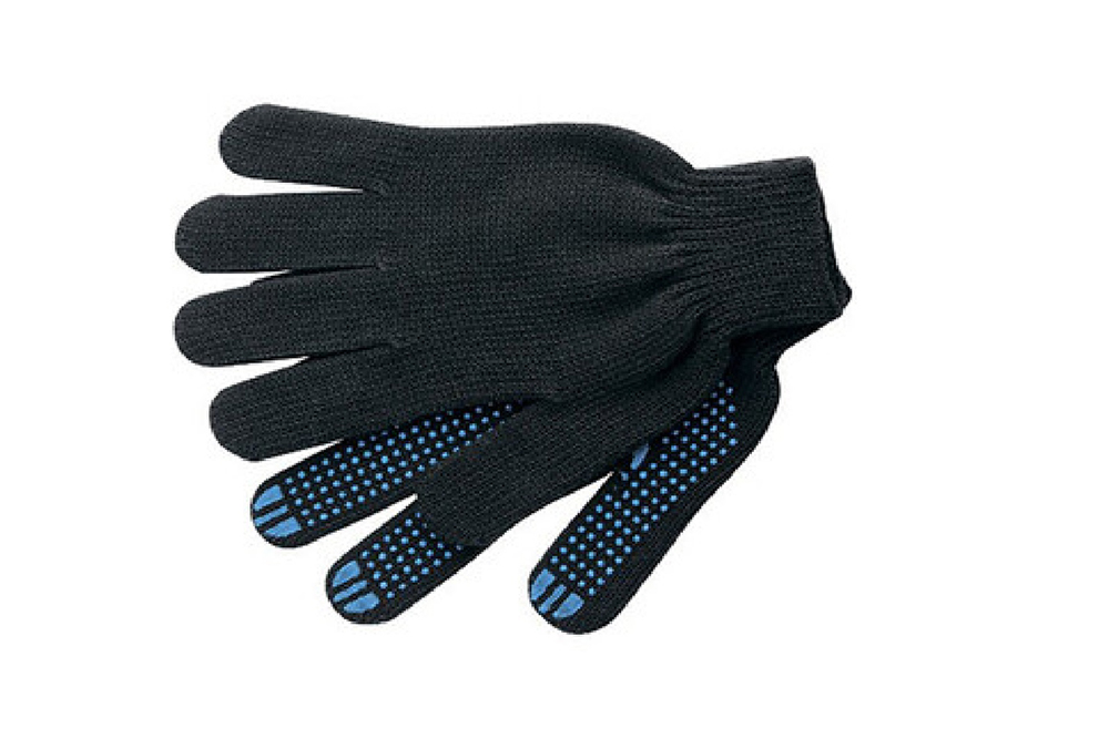 Перчатки хлопчатобумажные черные с ПВХ упакованные