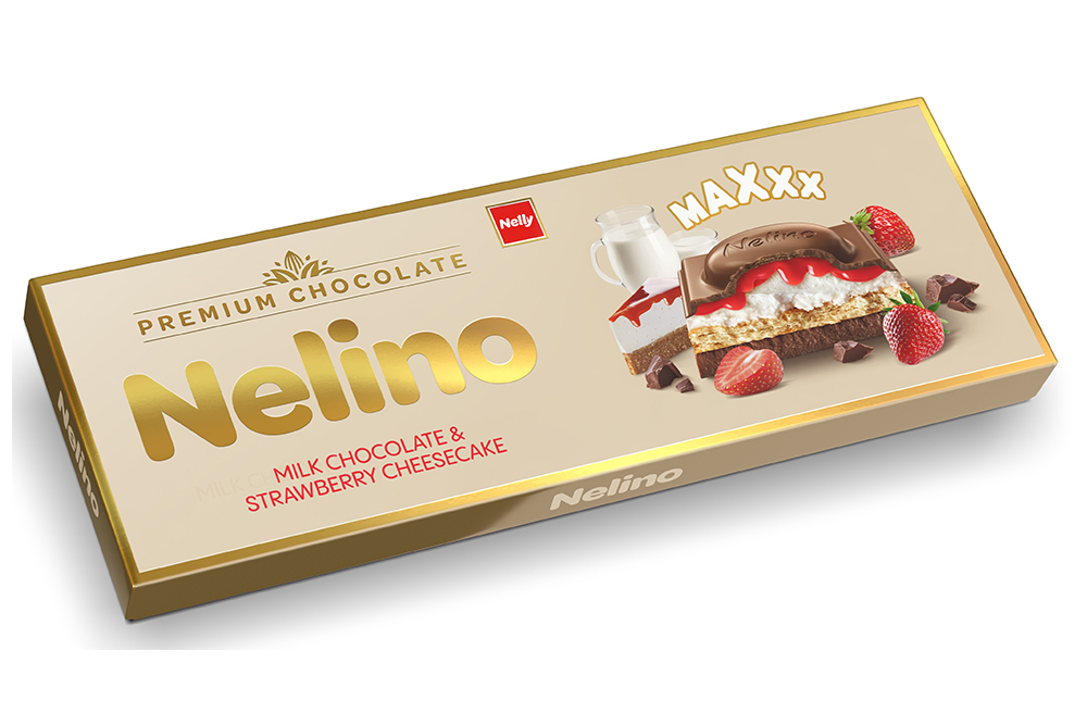 Шоколад Нелина Премиум молочной с начинкой со вкусом сыр клубника 270г