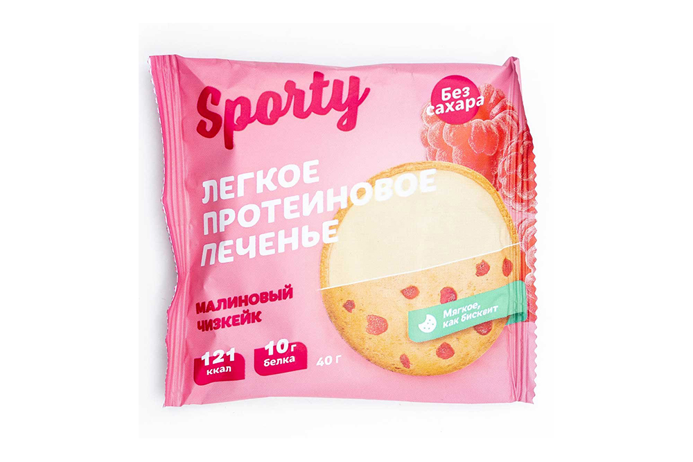 Печенье Спорти Малиновый чизкейк обогащенное белком 40г