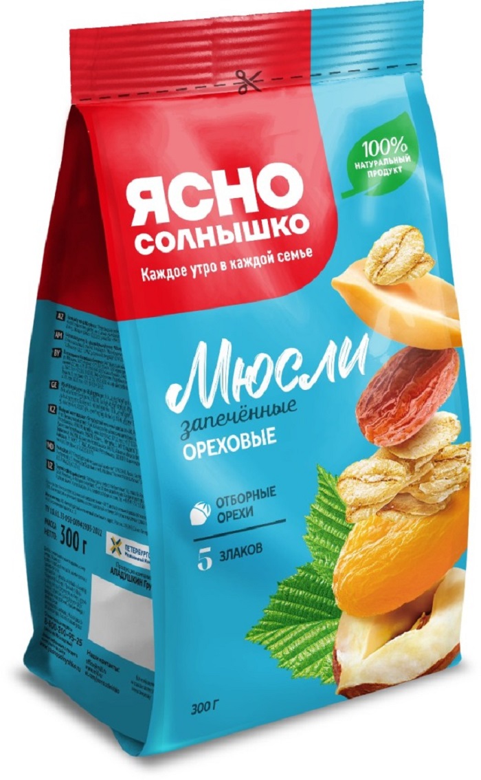 Мюсли Ясно солнышко запечённые Ореховые 300г