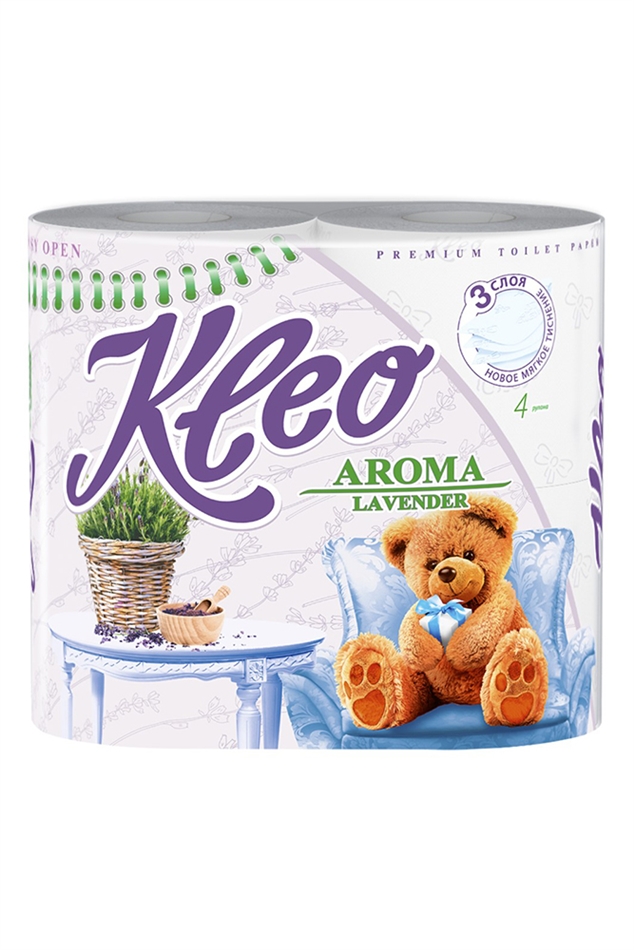 Бумага туалетная Kлео Лаванда 3сл 4 шт