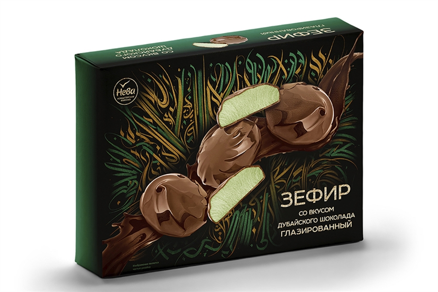 Зефир Нева со вкусом дубайского шоколада глазированный 185г