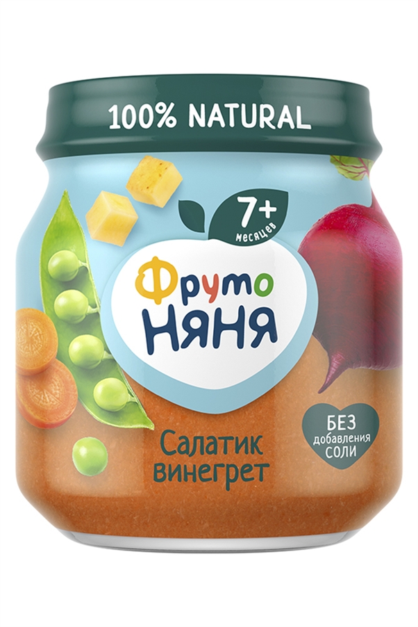 Детское питание Пюре ФрутоНяня овощефруктовое  салатик винегрет стекло 110г