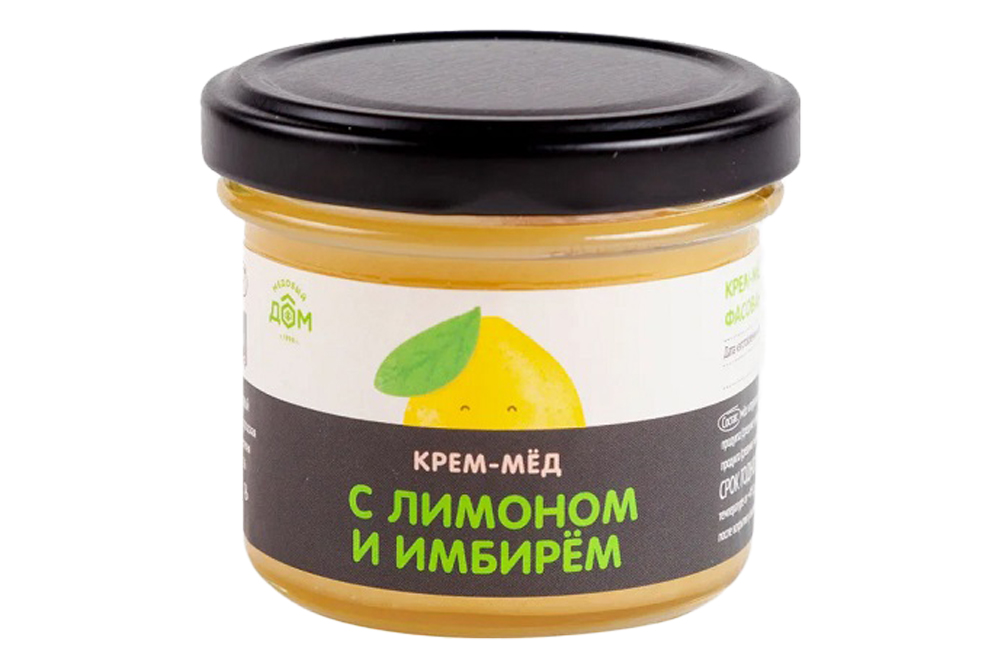 Крем-мёд Медовый дом натуральный цветочный с лимоном и имбирем 120г