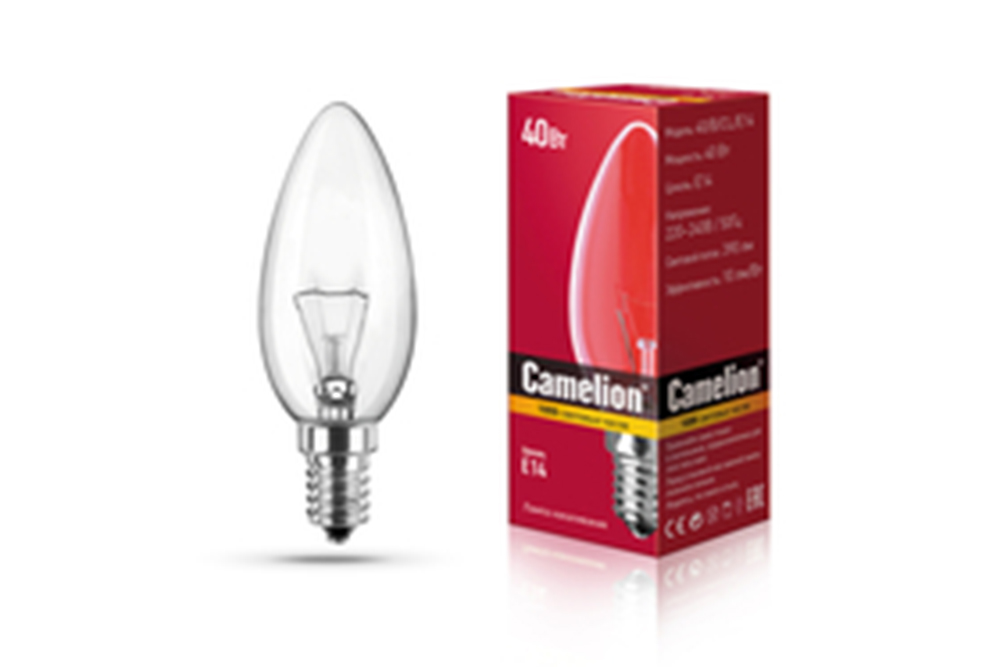Лампа накаливания Камелион 40Вт Е14 свеча