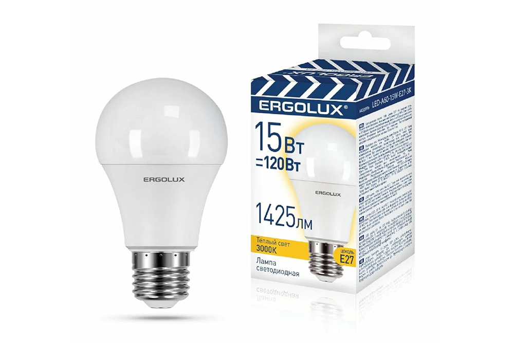 Лампа светодиодная Эрголюкс 15Вт Е27 3000К