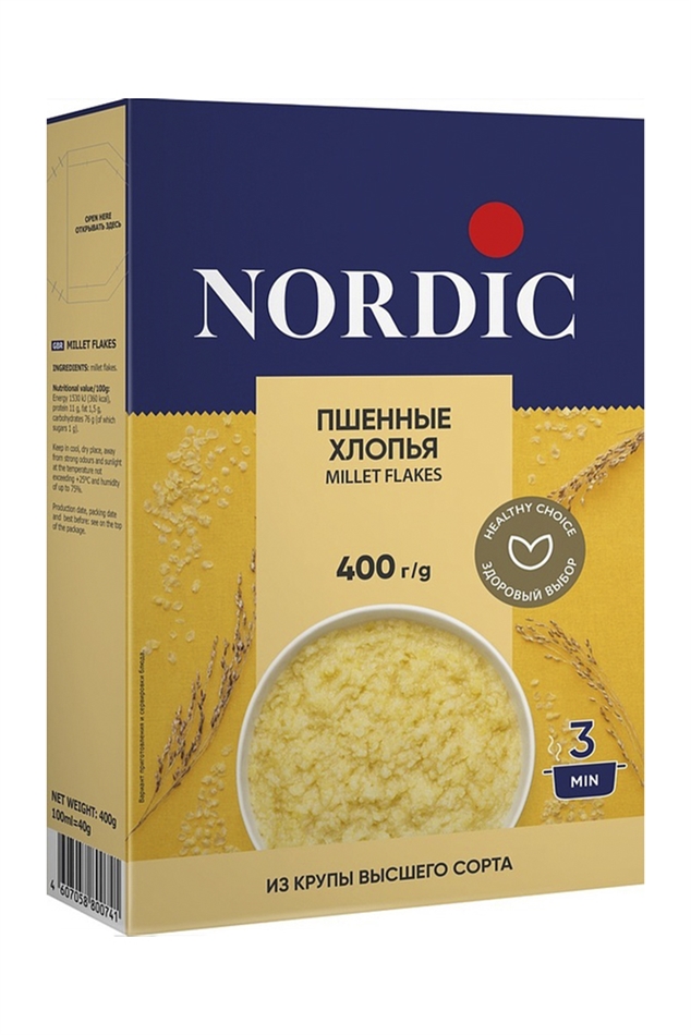 Хлопья Нордик пшенные 400г
