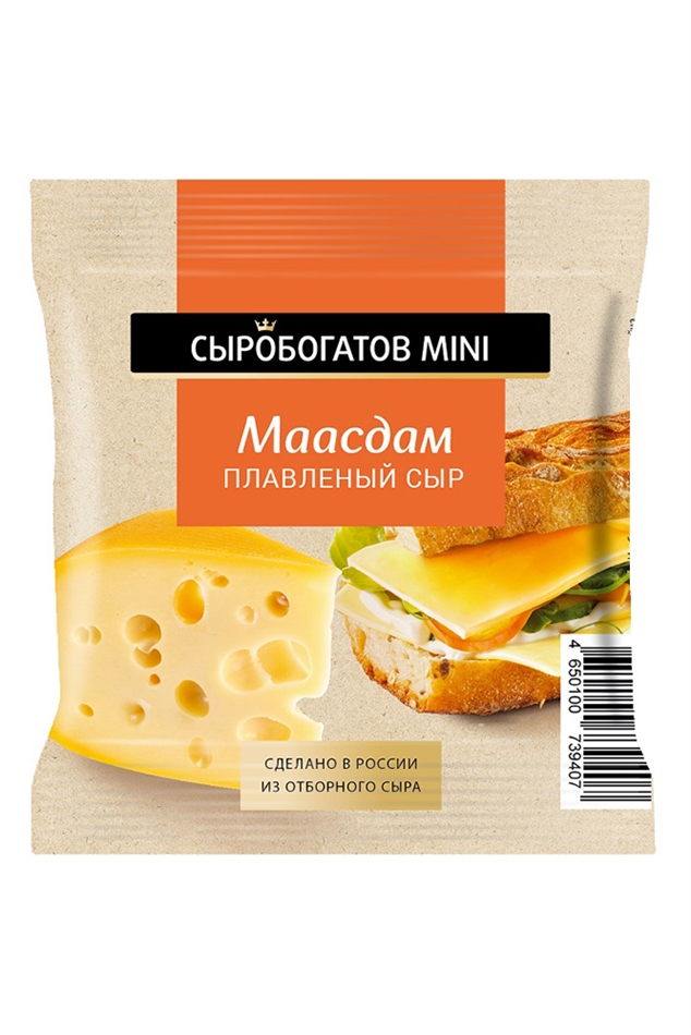 Сыр плавленый Сыробогатов Маасдам мини 45% нар. 112г
