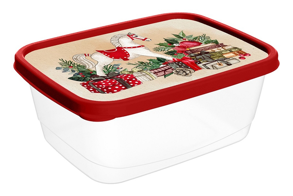 Контейнер для продуктов прямоугольная 1,5л с декор Игрушки красный