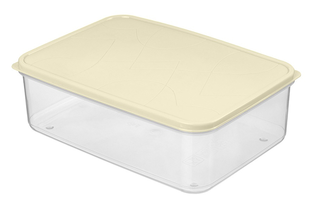 Контейнер для продуктов Модена прямоугольный 1л с крышкой светло бежевый