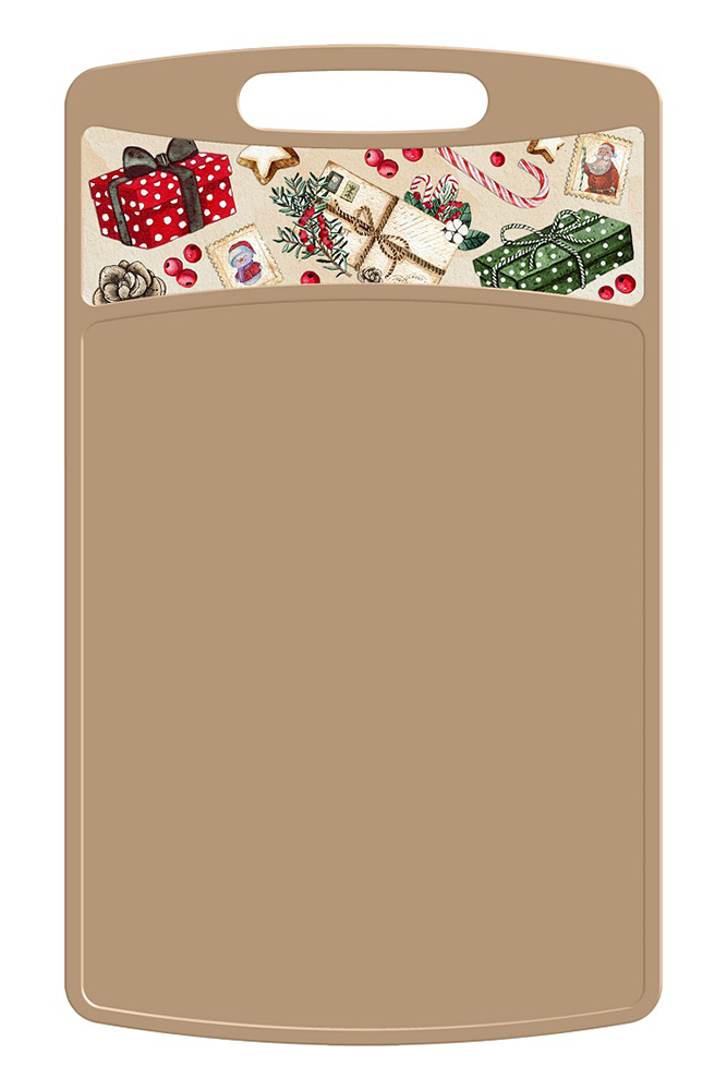 Доска разделочная Бергамо прямоугольная с декором Игрушки бежевая