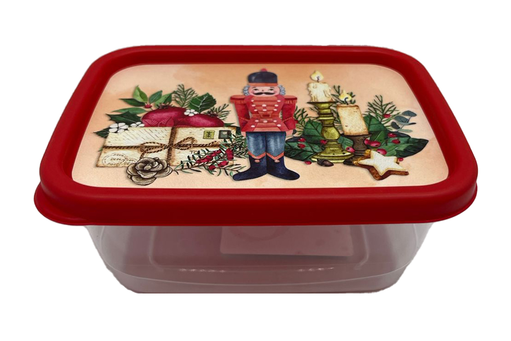 Контейнер для продуктов прямоугольный 0,5л с декором Игрушки красный