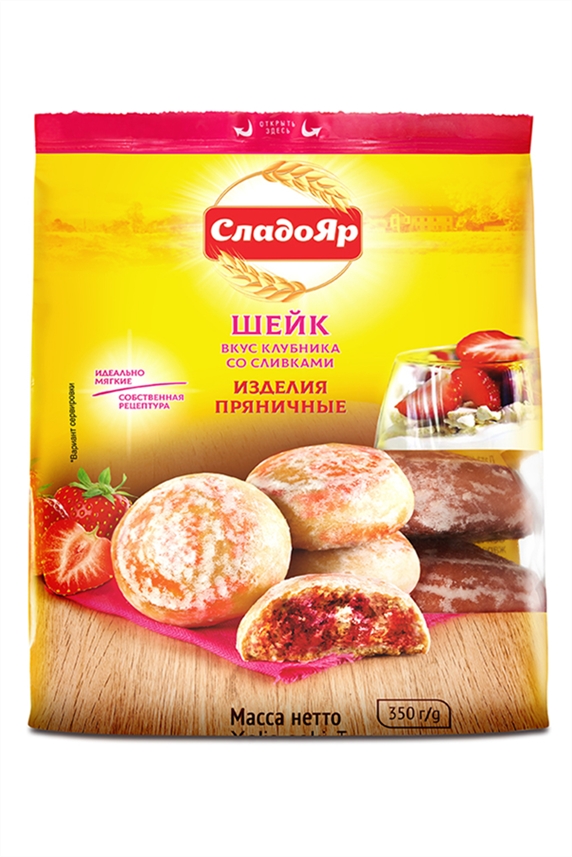 Изделия пряничные Сладояр Шейк вкус клубн со сливками 350г
