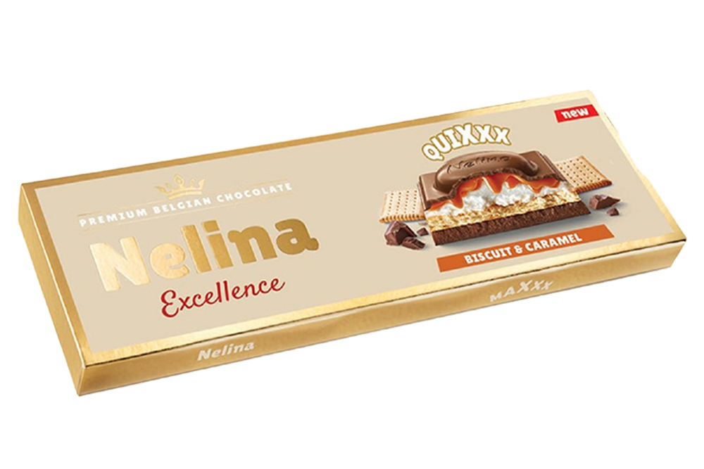 Шоколад Нелина Премиум молочный со вк лесн орех карамель печеньем  270г