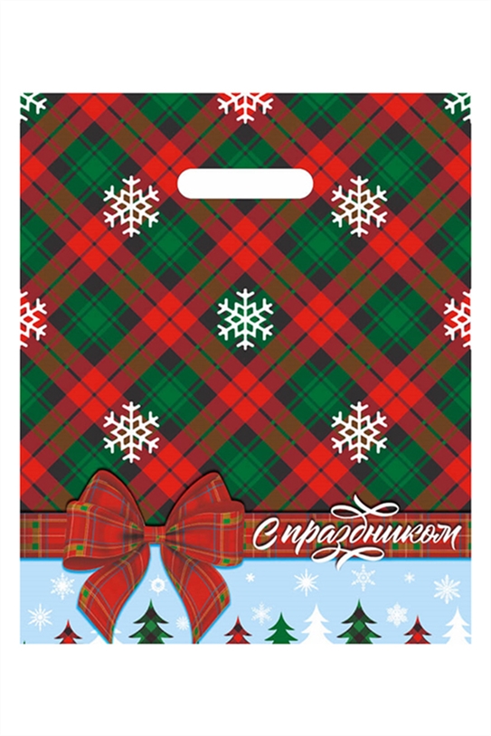 Пакет вырубной Новогодняя клетка 30х40 НФ-00047548